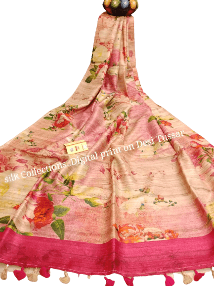 Handloom tussur silk digital print saree SILK ZONE