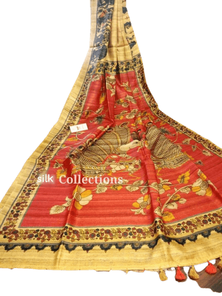 Handloom tussir silk digital print saree SILK ZONE