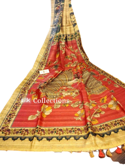 Handloom tussir silk digital print saree SILK ZONE