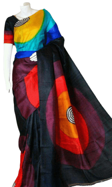 Pure Tussar Silk print saree
