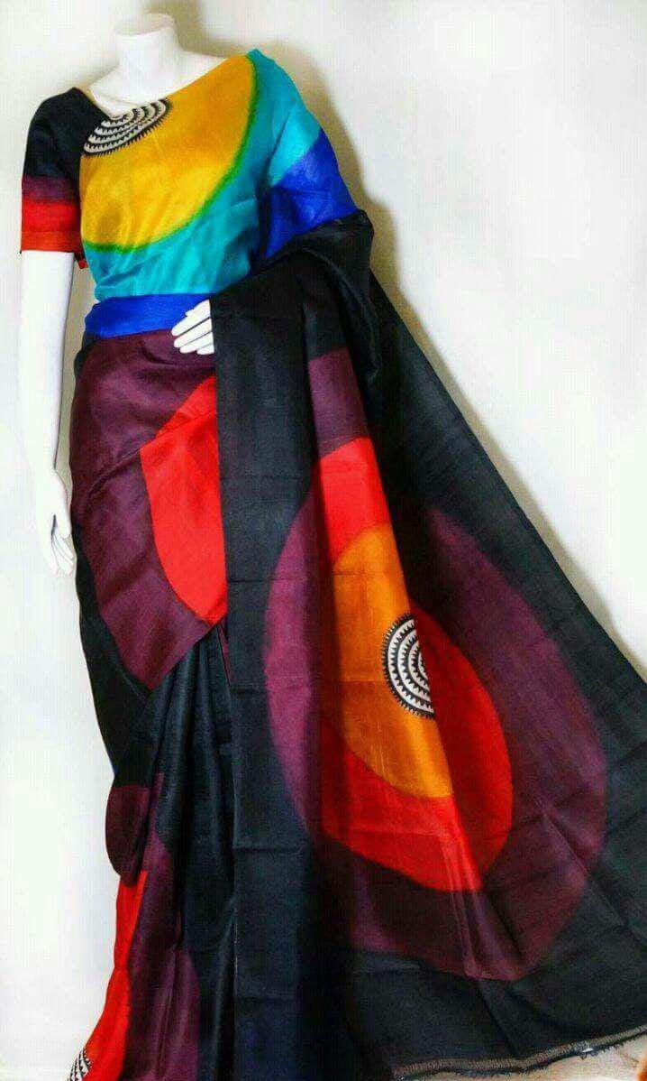 Pure Tussar Silk print saree