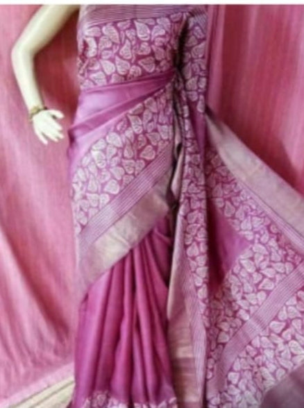 Pure Tussar Silk print saree