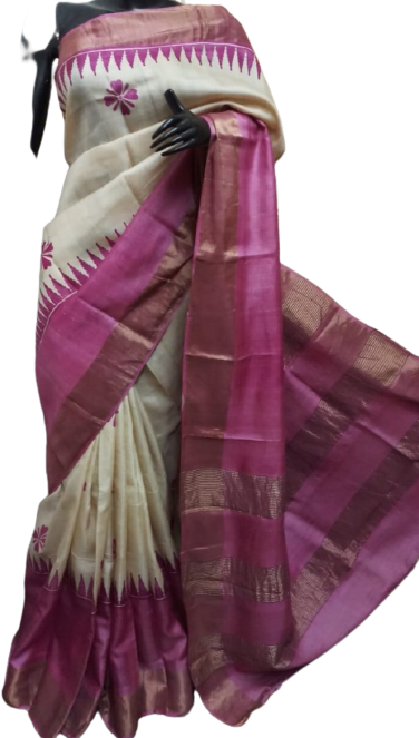 Pure Tussar Silk print saree