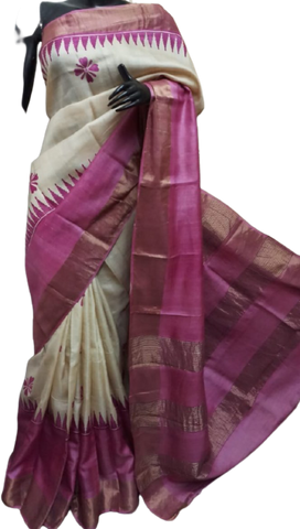 Pure Tussar Silk print saree