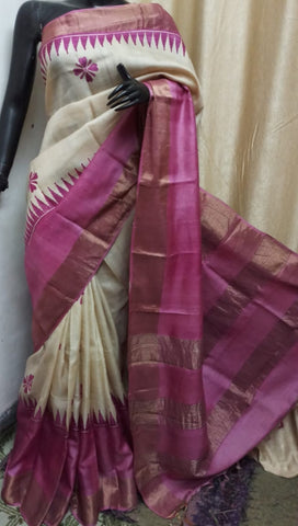 Pure Tussar Silk print saree