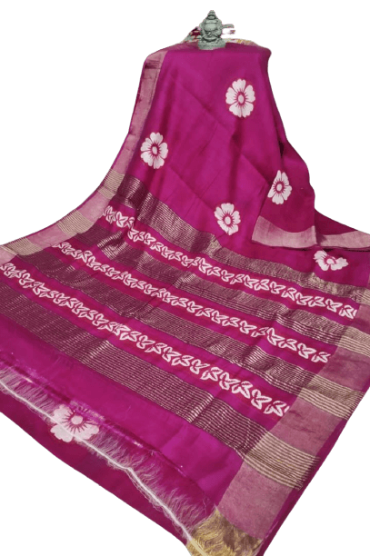 Pure Tussar Silk print saree