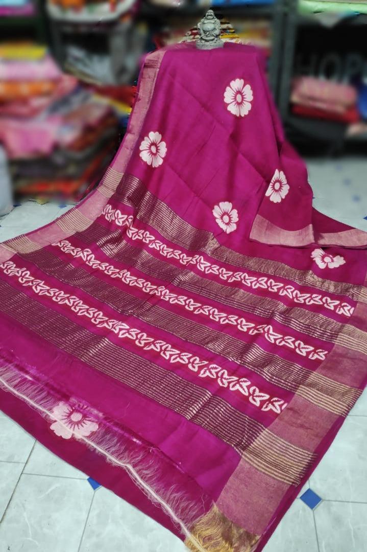 Pure Tussar Silk print saree