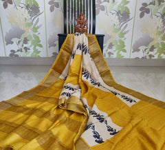 Pure Tussar Silk print saree