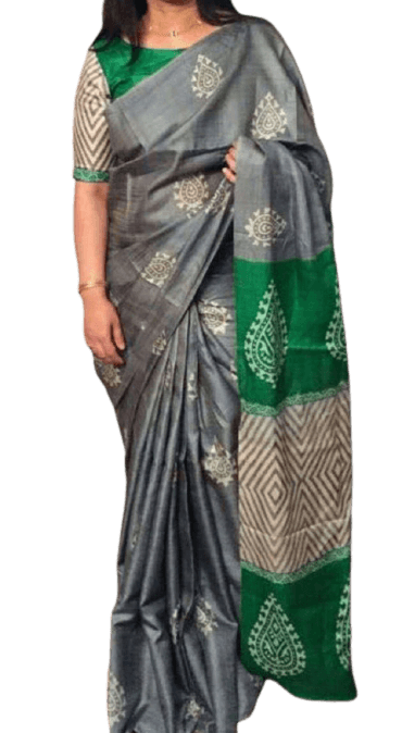 Pure Tussar Silk print saree