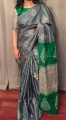 Pure Tussar Silk print saree