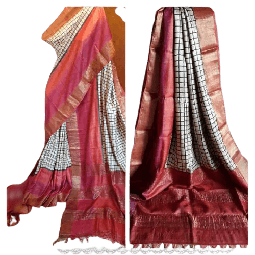 Pure Tussar Silk print saree