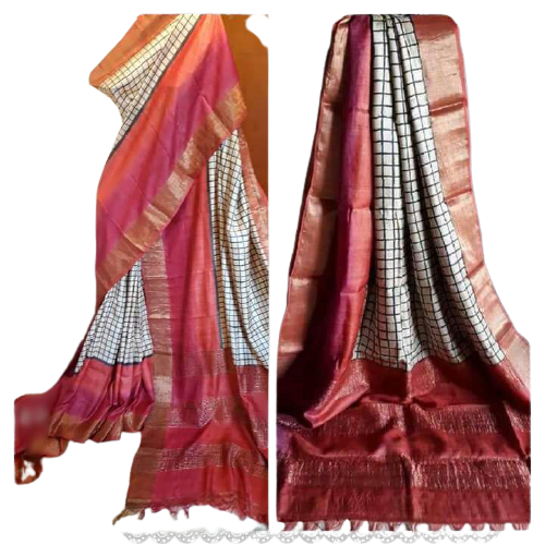 Pure Tussar Silk print saree