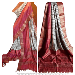 Pure Tussar Silk print saree
