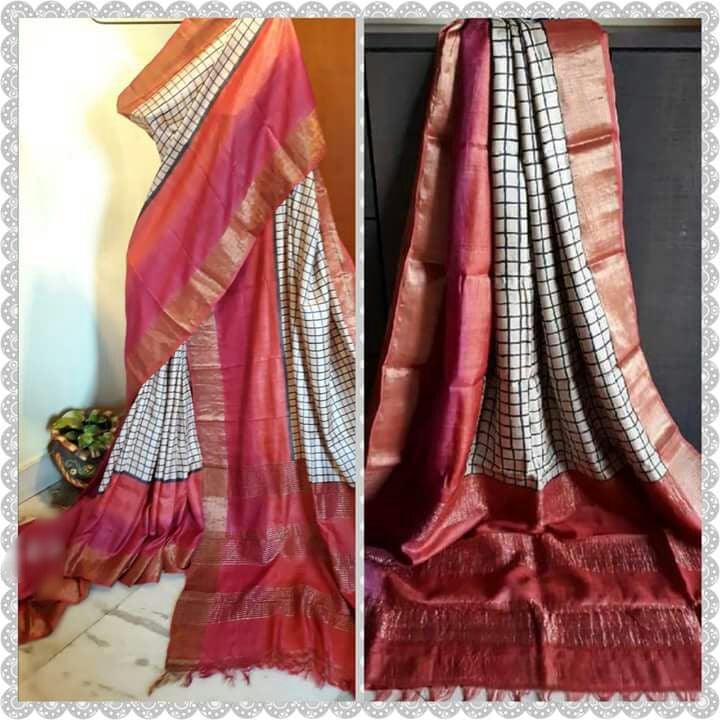 Pure Tussar Silk print saree