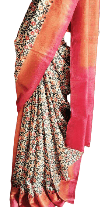 Pure Tussar Silk print saree