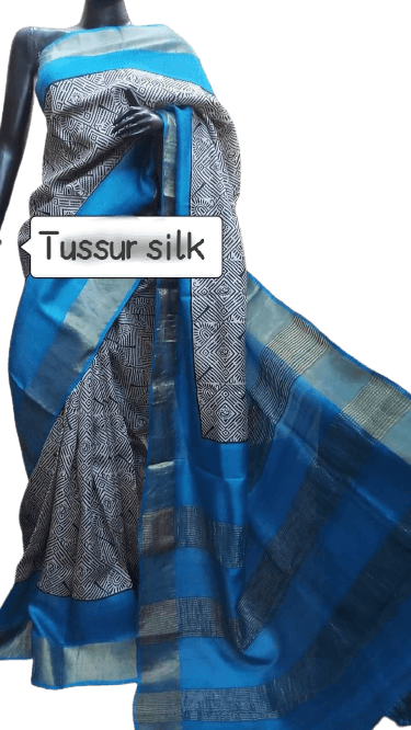 Pure Tussar Silk print saree