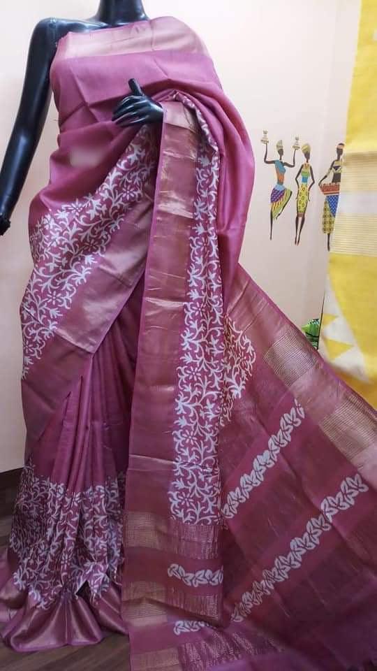 Pure Tussar Silk print saree