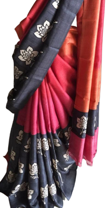 Pure Tussar Silk print saree