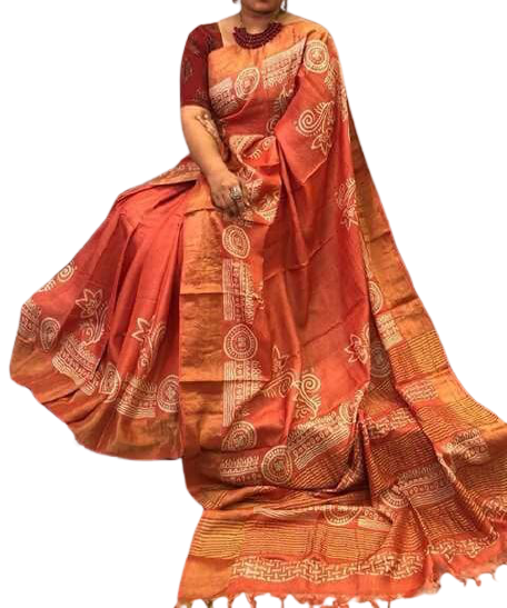 Pure Tussar Silk print saree