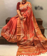 Pure Tussar Silk print saree