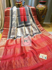 Pure Tussar Silk print saree