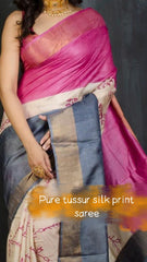 Pure Tussar Silk print saree