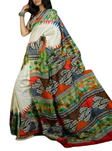 Pure Tussar Silk print saree