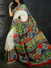 Pure Tussar Silk print saree