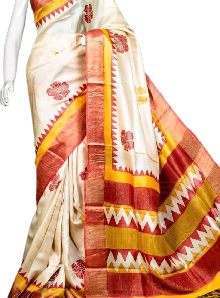 Pure Tussar Silk print saree