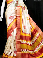 Pure Tussar Silk print saree