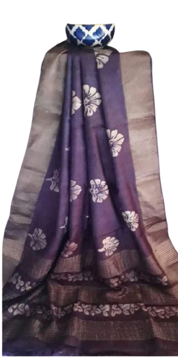 Pure Tussar Silk print saree