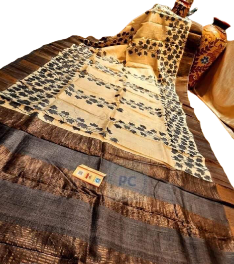 Pure Tussar Silk print saree
