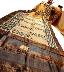 Pure Tussar Silk print saree