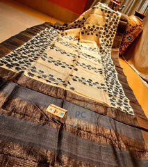 Pure Tussar Silk print saree