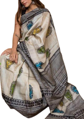 Pure Tussar Silk print saree