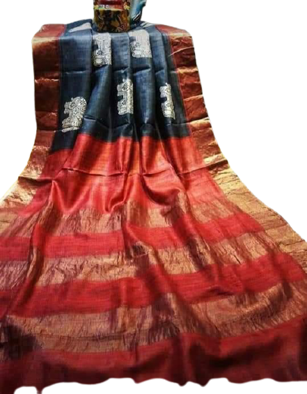 Pure Tussar Silk print saree