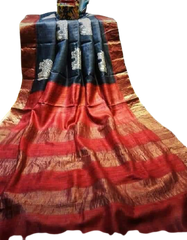 Pure Tussar Silk print saree