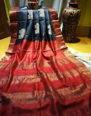 Pure Tussar Silk print saree