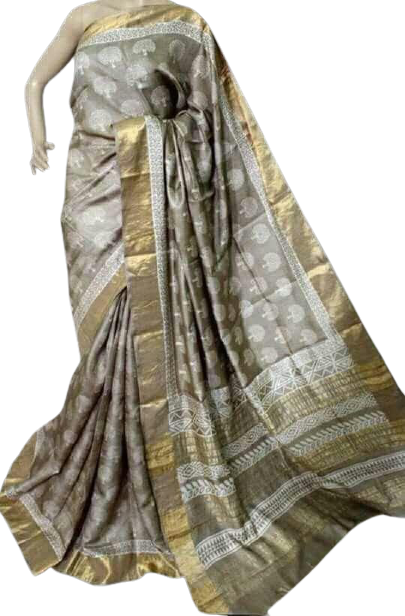 Pure Tussar Silk print saree