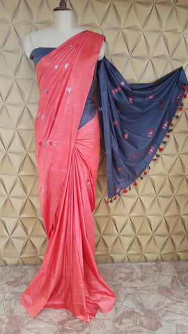 Soft silk embroidery saree SILK ZONE