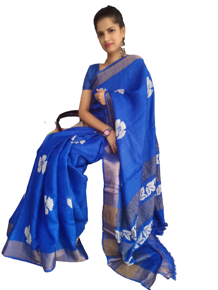Pure Tussar Silk print saree