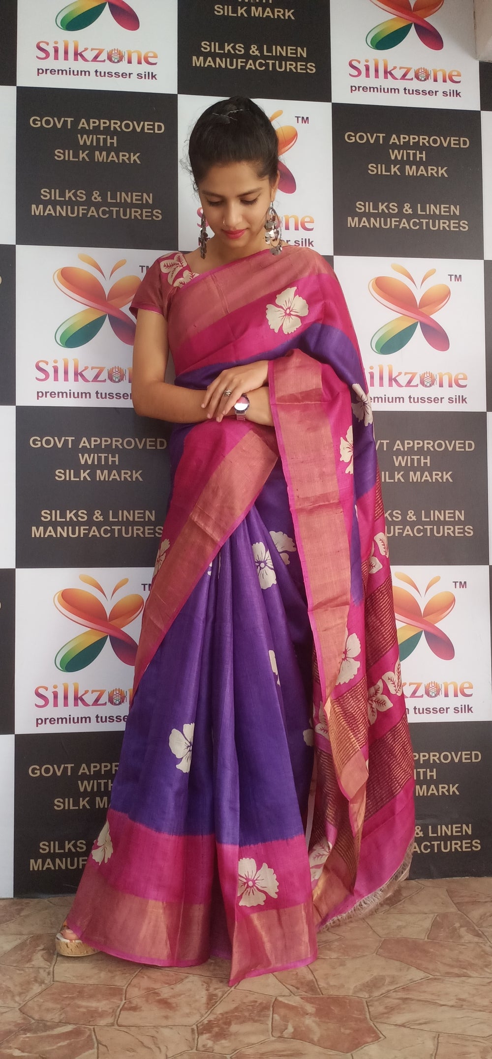 Pure Tussar Silk print saree