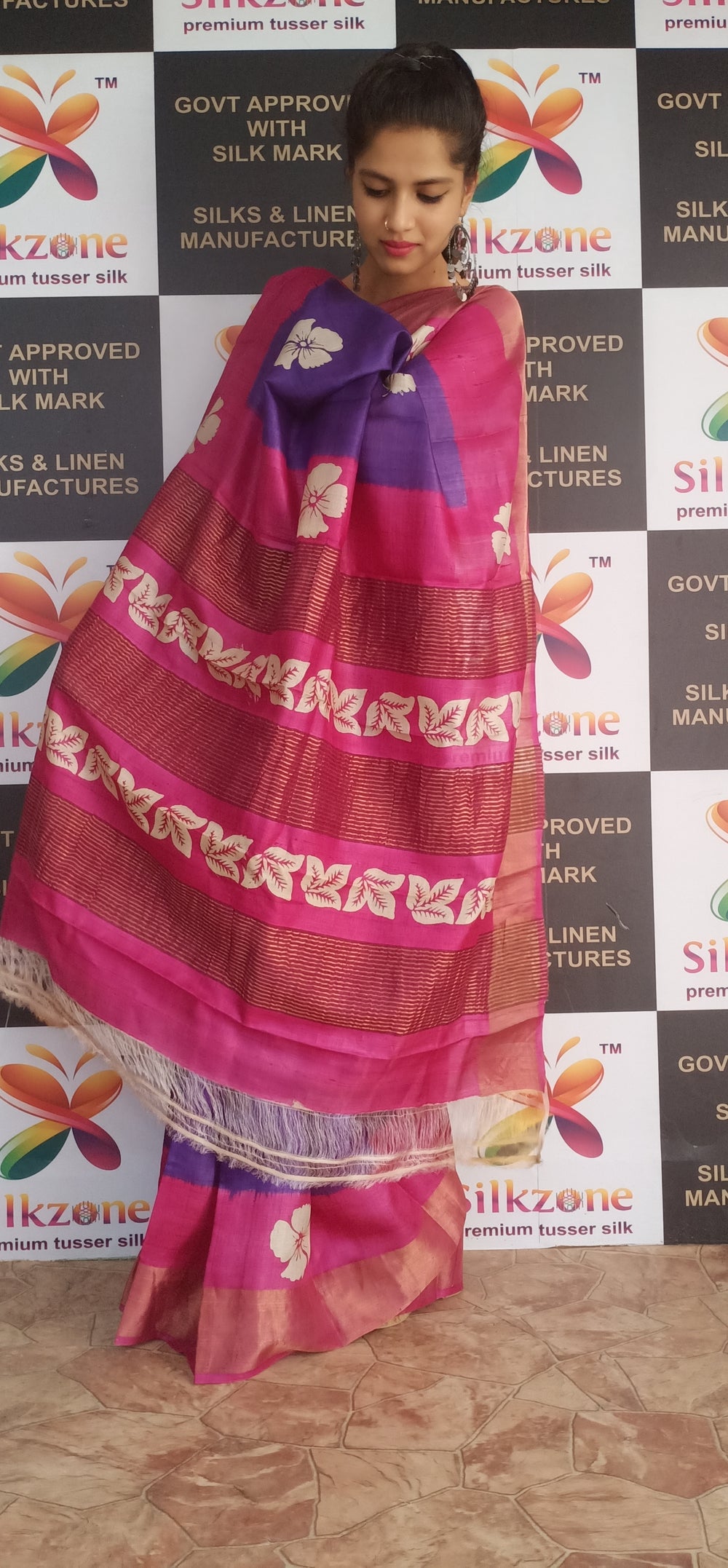 Pure Tussar Silk print saree