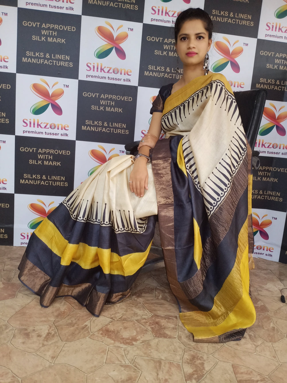 Pure Tussar Silk print saree