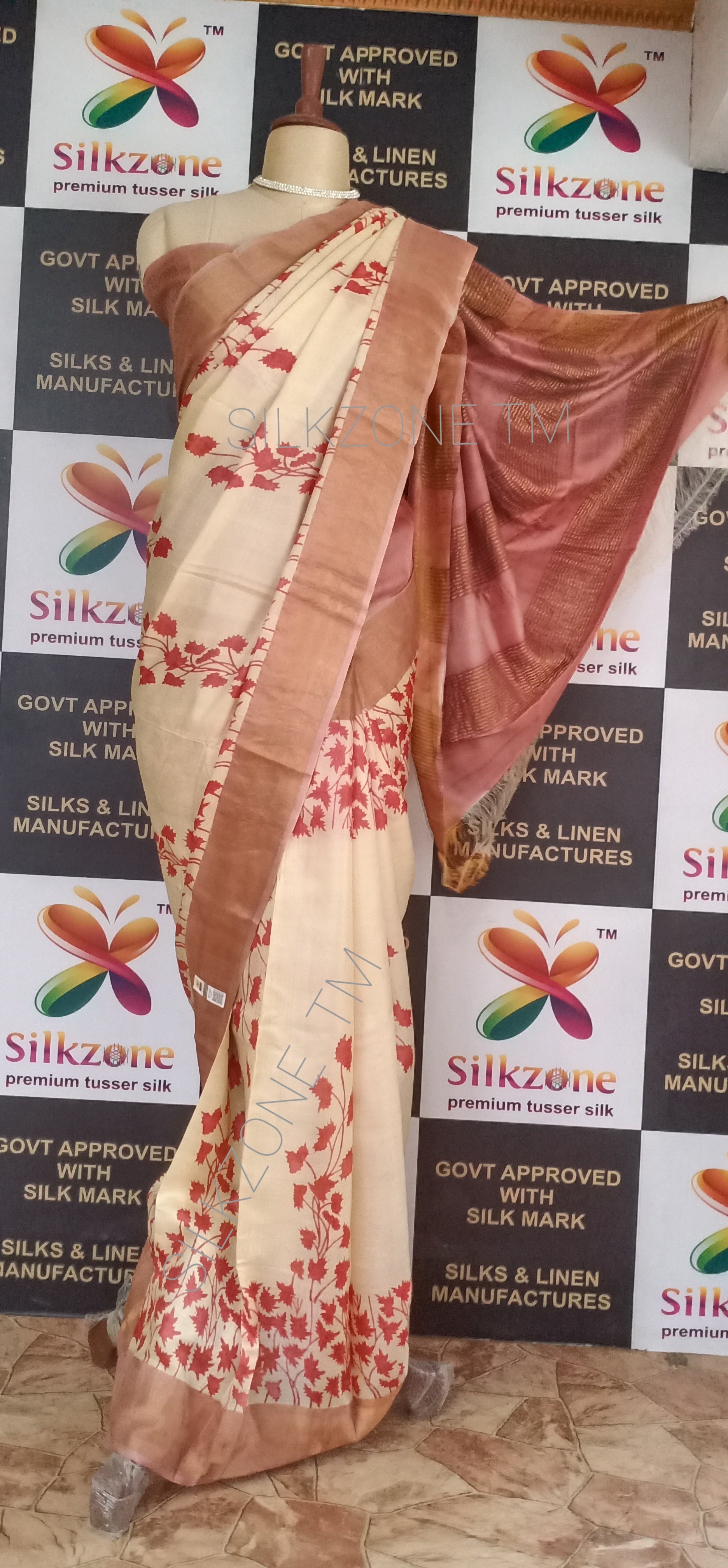 Pure Tussar Silk print saree