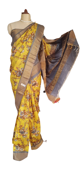 Pure Tussar Silk print saree