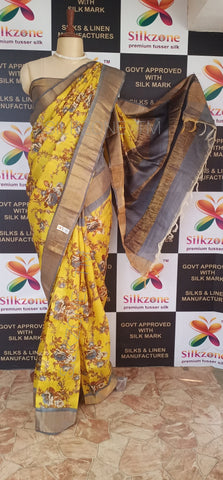 Pure Tussar Silk print saree