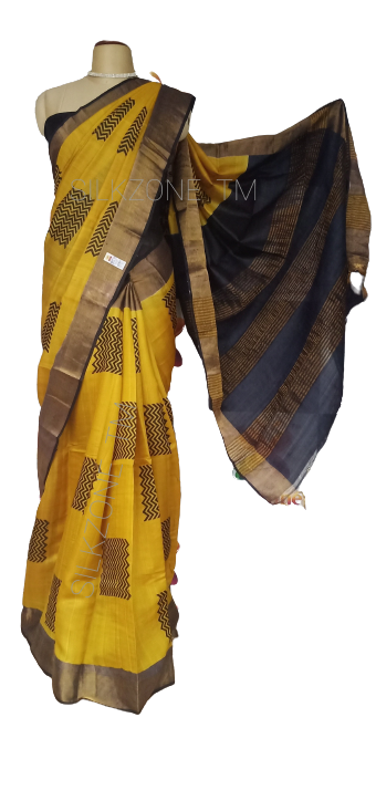 Pure Tussar Silk print saree