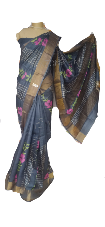 Pure Tussar Silk print saree