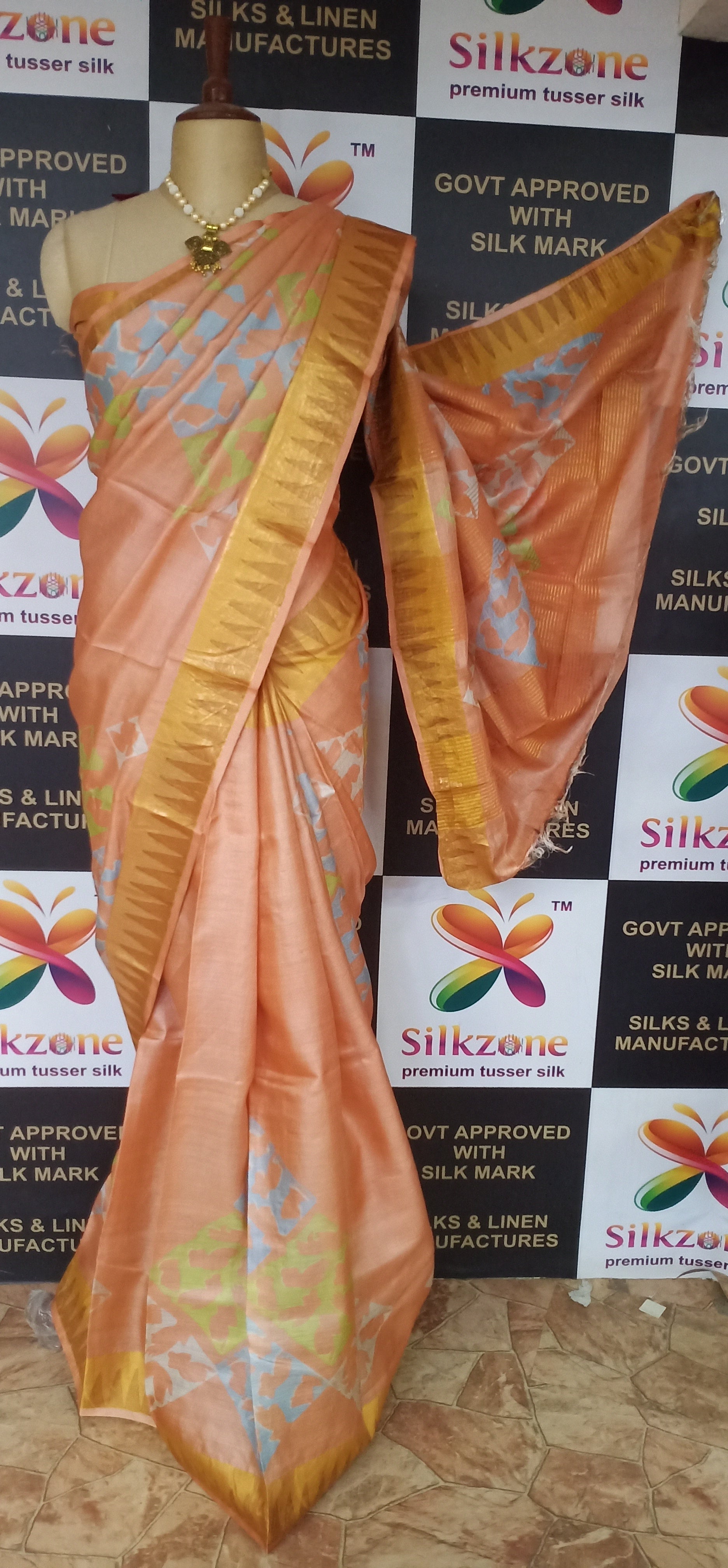 Pure Tussar Silk print saree